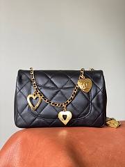 Chanel heart chain black lambskin bag - 4