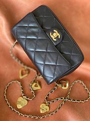 Chanel heart chain black lambskin bag - 5