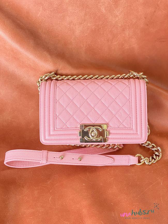 Chanel leboy pink lambskin leather gold hardware bag - 1