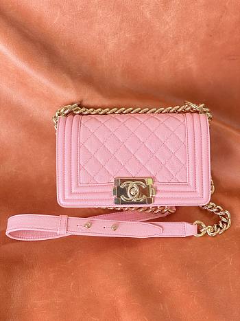 Chanel leboy pink lambskin leather gold hardware bag
