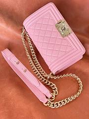 Chanel leboy pink lambskin leather gold hardware bag - 3