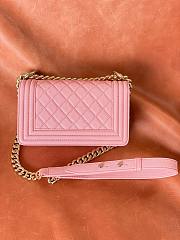 Chanel leboy pink lambskin leather gold hardware bag - 4