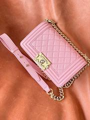 Chanel leboy pink lambskin leather gold hardware bag - 5