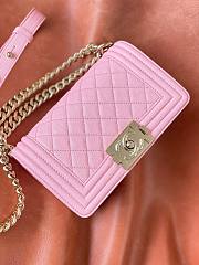 Chanel leboy pink lambskin leather gold hardware bag - 6