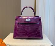 Hermes Kelly crocodile purple leather 25 bag - 1