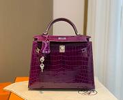 Hermes Kelly crocodile purple leather 25 bag - 5