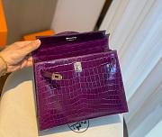 Hermes Kelly crocodile purple leather 25 bag - 4