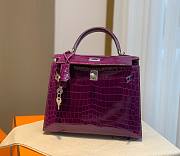 Hermes Kelly crocodile purple leather 25 bag - 2