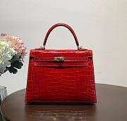 Hermes Kelly crocodile red leather 25 bag - 1