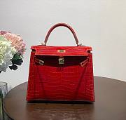 Hermes Kelly crocodile red leather 25 bag - 6