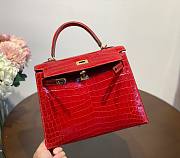 Hermes Kelly crocodile red leather 25 bag - 5