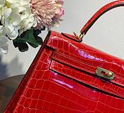 Hermes Kelly crocodile red leather 25 bag - 4