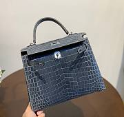 Hermes Kelly crocodile gray leather 25 bag - 6