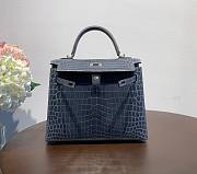 Hermes Kelly crocodile gray leather 25 bag - 4