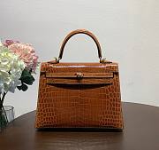 Hermes Kelly crocodile brown leather 25 bag - 1