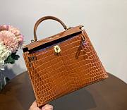 Hermes Kelly crocodile brown leather 25 bag - 6