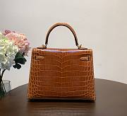 Hermes Kelly crocodile brown leather 25 bag - 5