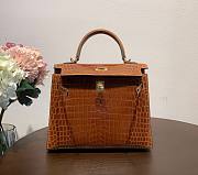 Hermes Kelly crocodile brown leather 25 bag - 2