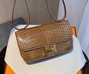 Hermes Shiny Crocodile Constance Brown Bag - 4