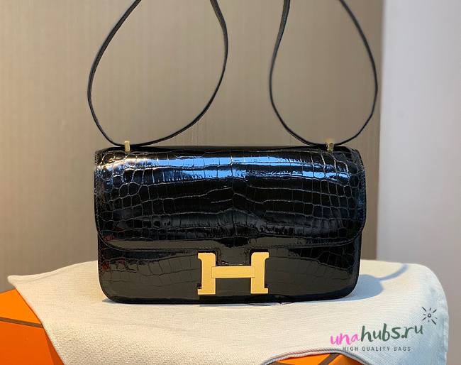 Hermes Shiny Crocodile Constance Black Bag - 1