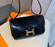 Hermes Shiny Crocodile Constance Black Bag - 3