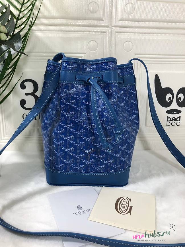 Goyard bucket blue leather bag - 1