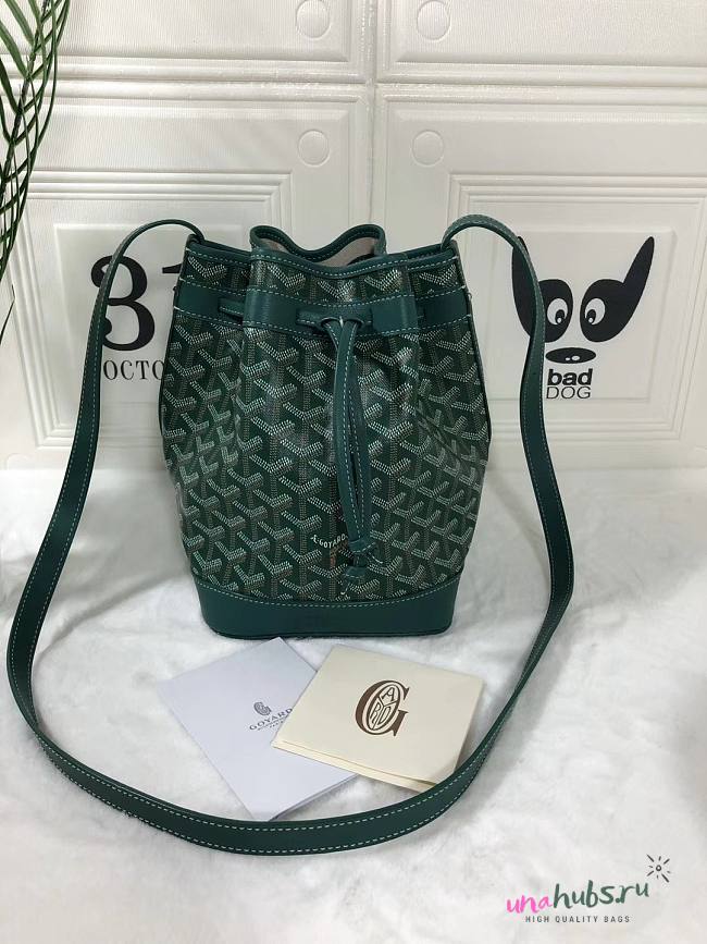 Goyard bucket green leather bag - 1