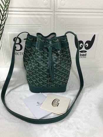 Goyard bucket green leather bag