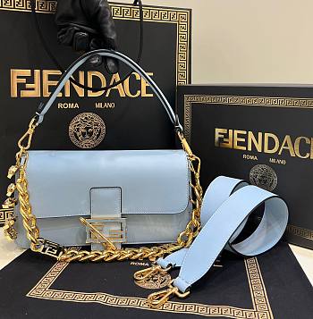 Fendi x Versace Baguette Blue Medium Bag