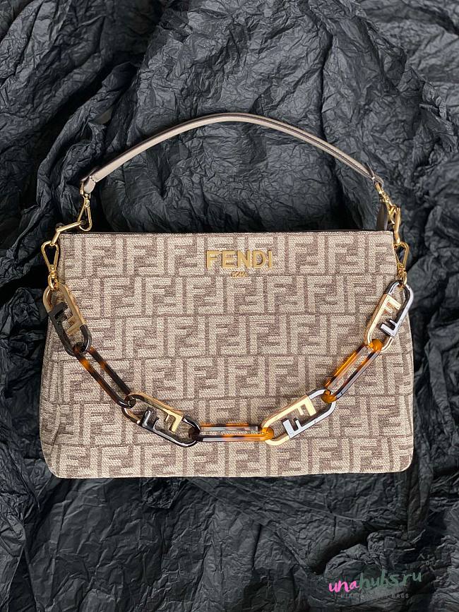 Fendi O'Lock Zip Dove grey tapestry fabric bag - 1