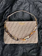 Fendi O'Lock Zip Dove grey tapestry fabric bag - 1