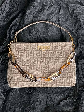 Fendi O'Lock Zip Dove grey tapestry fabric bag