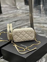 YSL Becky Quilted Double Zip Beige Pouch Bag - 2