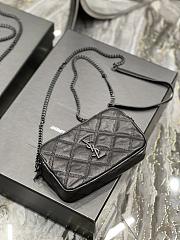 YSL Becky Quilted Double Zip All Black Pouch Bag - 6