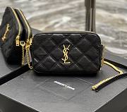 YSL Becky Quilted Double Zip Black Pouch Bag - 1