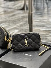 YSL Becky Quilted Double Zip Black Pouch Bag - 3