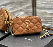 YSL Becky Quilted Double Zip Brown Pouch Bag - 1