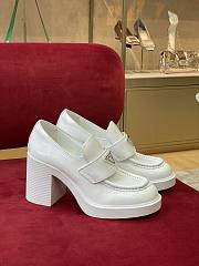 Prada high-heeled brushed white leather loafers 85 mm - 2