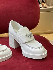 Prada high-heeled brushed white leather loafers 85 mm - 3