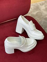 Prada high-heeled brushed white leather loafers 85 mm - 6