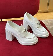 Prada high-heeled brushed white leather loafers 85 mm - 1