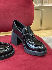 Prada high-heeled brushed chocolate leather loafers 85 mm - 6