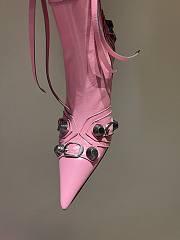 Balenciaga Cagole Buckled Pink Leather Boots - 3