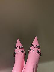 Balenciaga Cagole Buckled Pink Leather Boots - 4