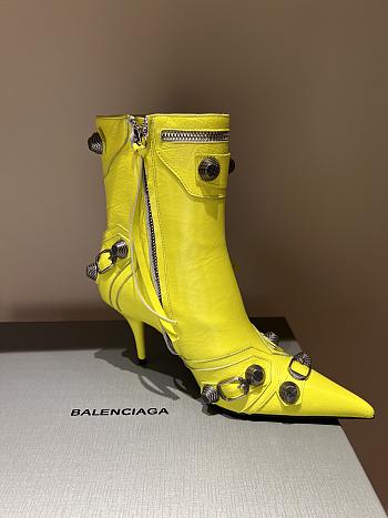 Balenciaga Cagole Buckled Neon Leather Boots