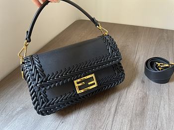 Fendi Baguette black woven leather bag 29cm