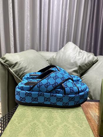 Gucci blue denim flatform slippers 02