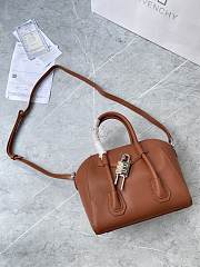 Givenchy Mini Antigona Lock Brown Leather Bag  - 2