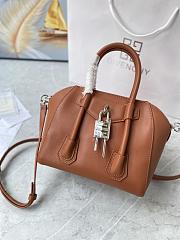 Givenchy Mini Antigona Lock Brown Leather Bag  - 3