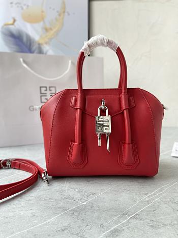 Givenchy Mini Antigona Lock Red Leather Bag 